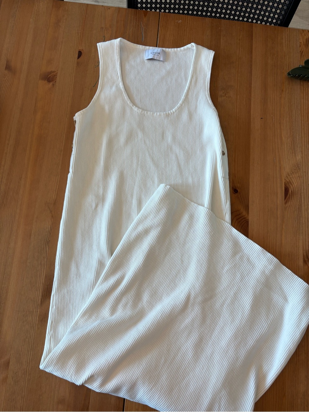 Legoe Heritage maternity ribbed resort Sleeveless Maxi Dress in Cream